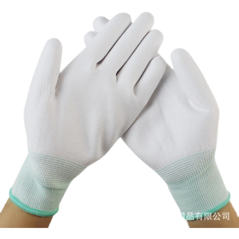 PU浸塑胶涂指 尼龙手套劳保工作耐磨防滑 劳动干活薄款胶皮手套