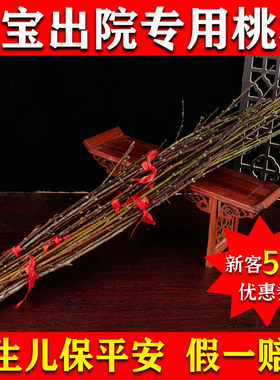 桃树枝婴儿出院宝宝新生的儿新鲜桃枝镇宅挂件床头压惊老桃木7cm