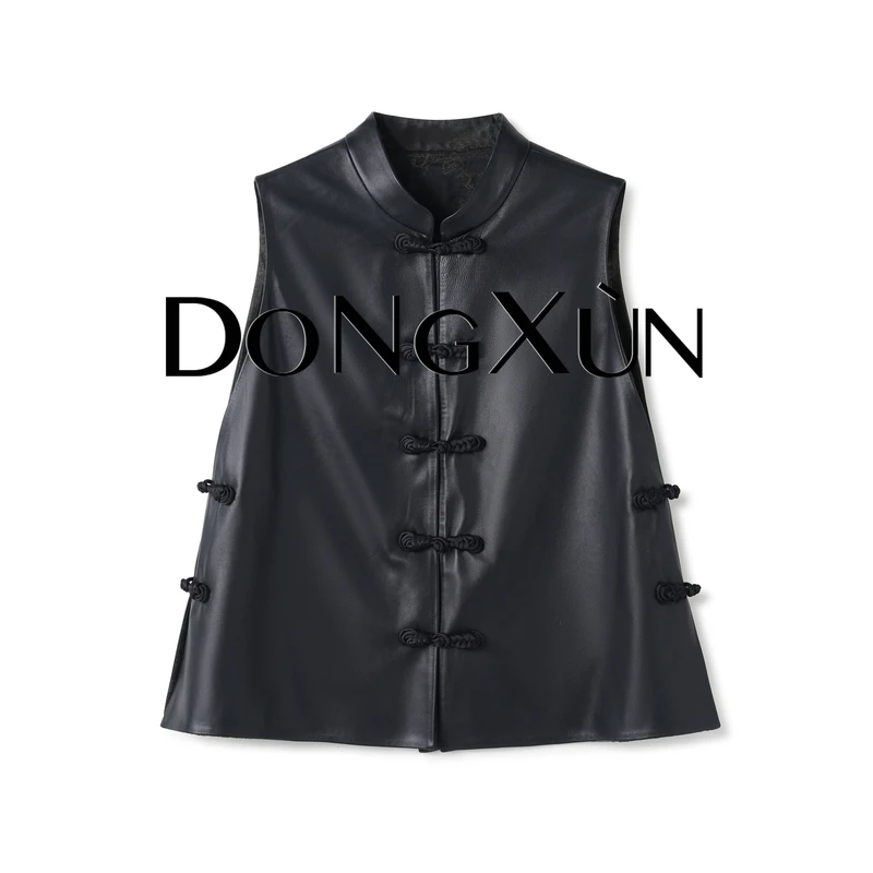 【绿水青山】满分桑蚕丝香云纱真丝新中式拼皮衣马甲JDX25AM064