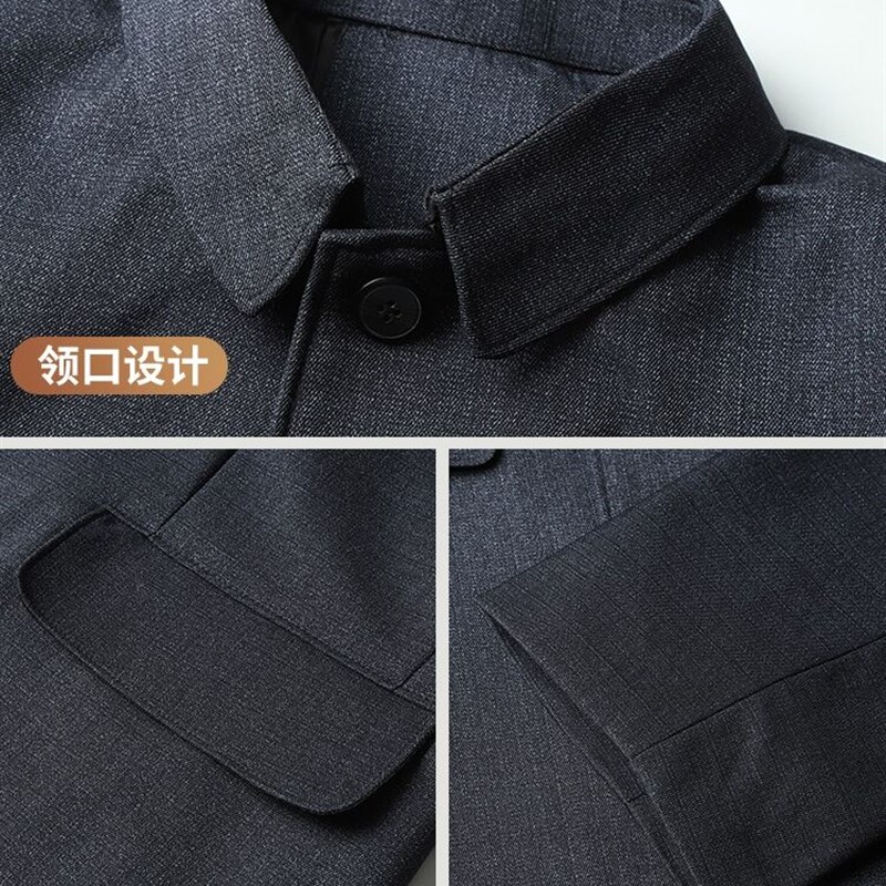 中山装男中老年人爸爸装中山服装春秋装爷爷老人上衣服老式军便装