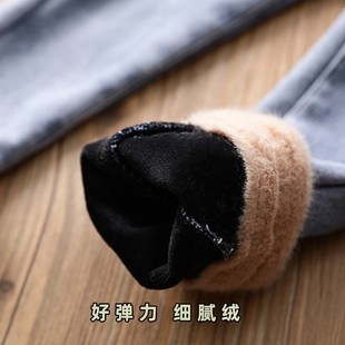 女童高弹加绒牛仔裤冬装儿童显瘦长裤子宝宝弹力铅笔裤小脚裤棉裤