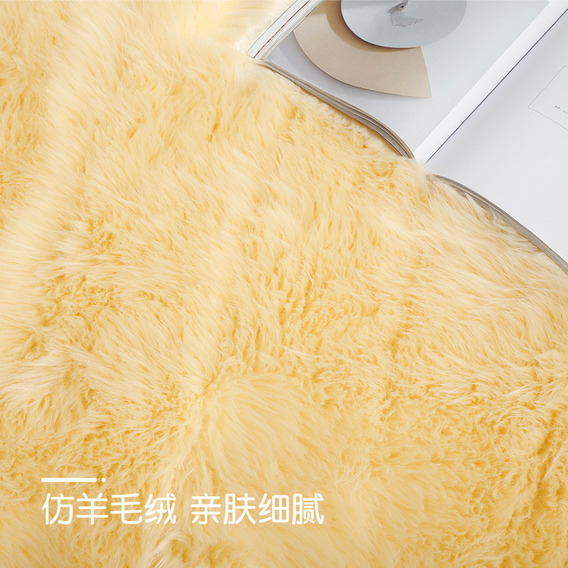 椭圆形羊毛地毯卧室床边毯毛毛垫子少女房间装饰网红拍照白色地垫