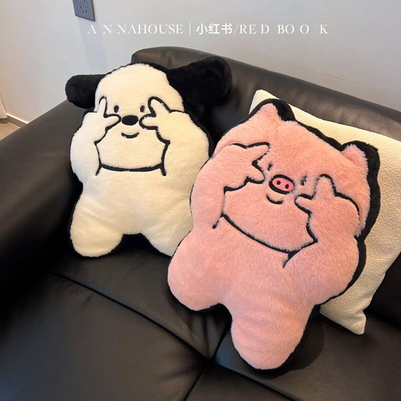 沙发抱枕客厅轻奢高级感女生睡觉专用小狗玩偶客厅卧室靠垫新款