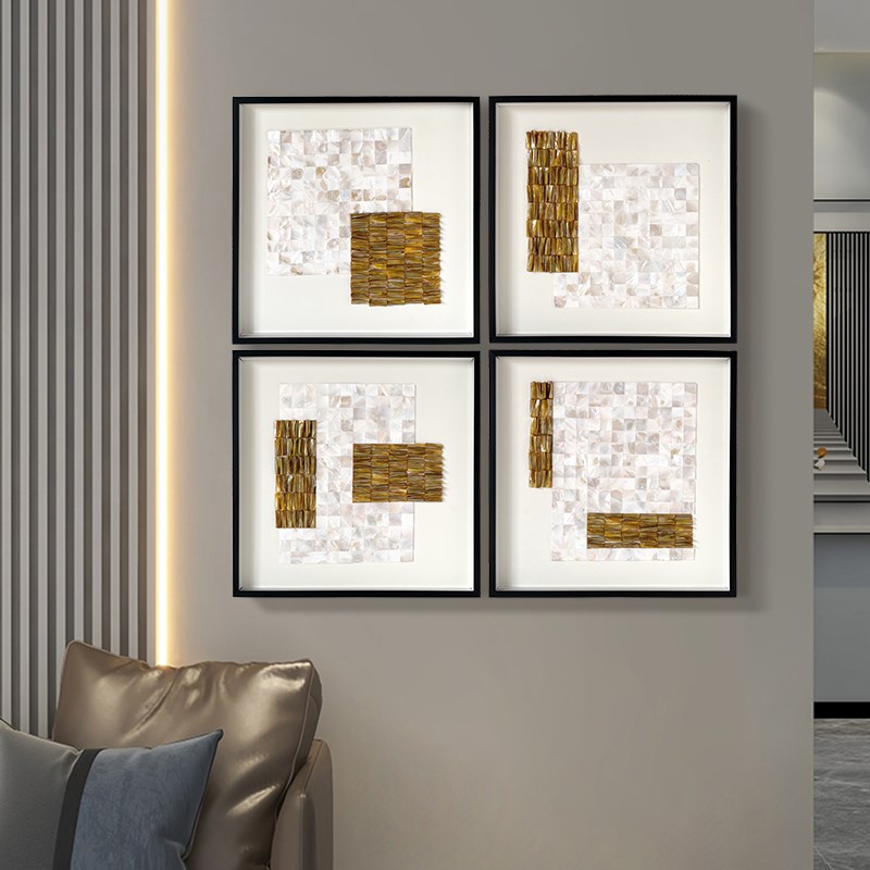 法式高级感贝壳装饰画创意几何艺术壁画客厅轻奢玄关立体挂画图片