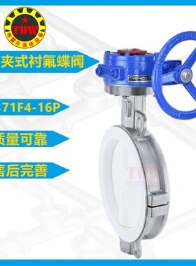 不锈钢衬氟蝶阀 D371F46-16P涡轮对夹四氟抗腐蚀耐高温化工切断阀
