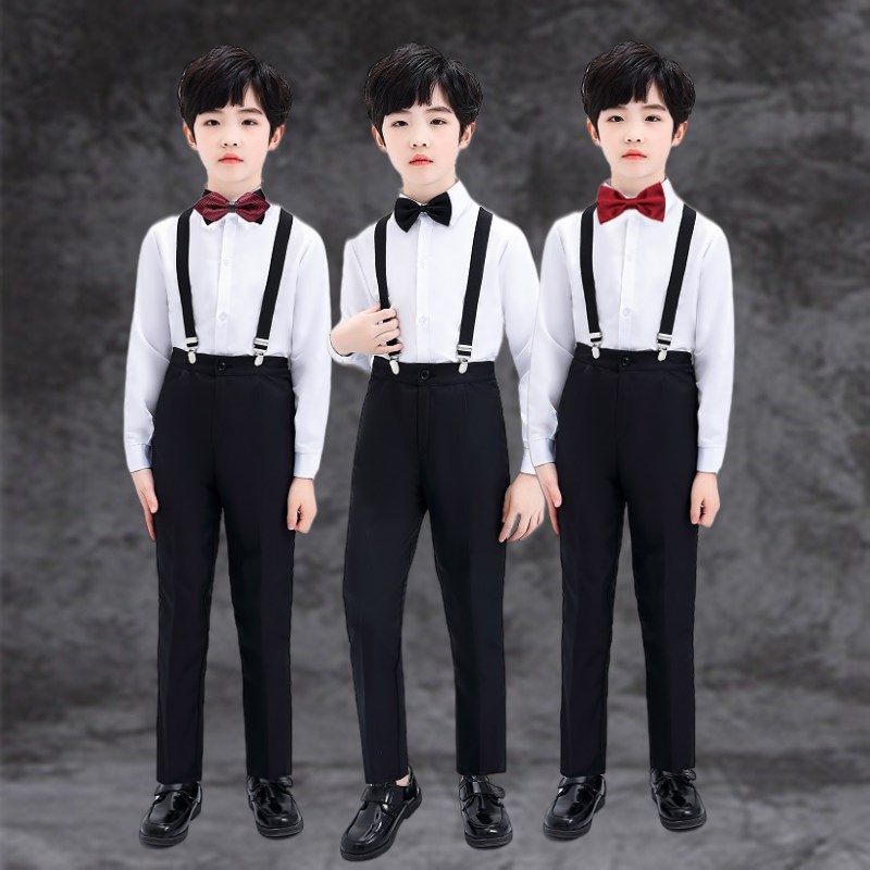 男童合唱朗诵礼服儿童小西装花童主持人背带裤钢琴表演表演服马甲