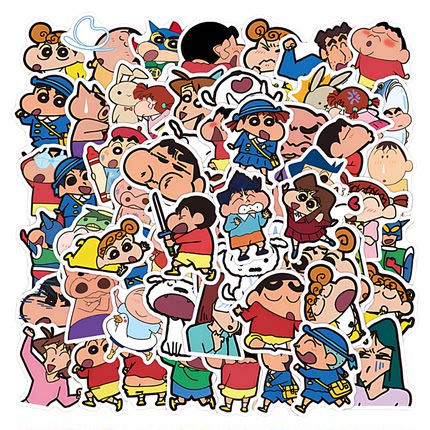 60张卡通蜡笔小新表情包家庭喜剧动画贴纸旧物翻新贴画diy冰箱平板电脑笔记本手机壳电梯门桌面墙面贴纸