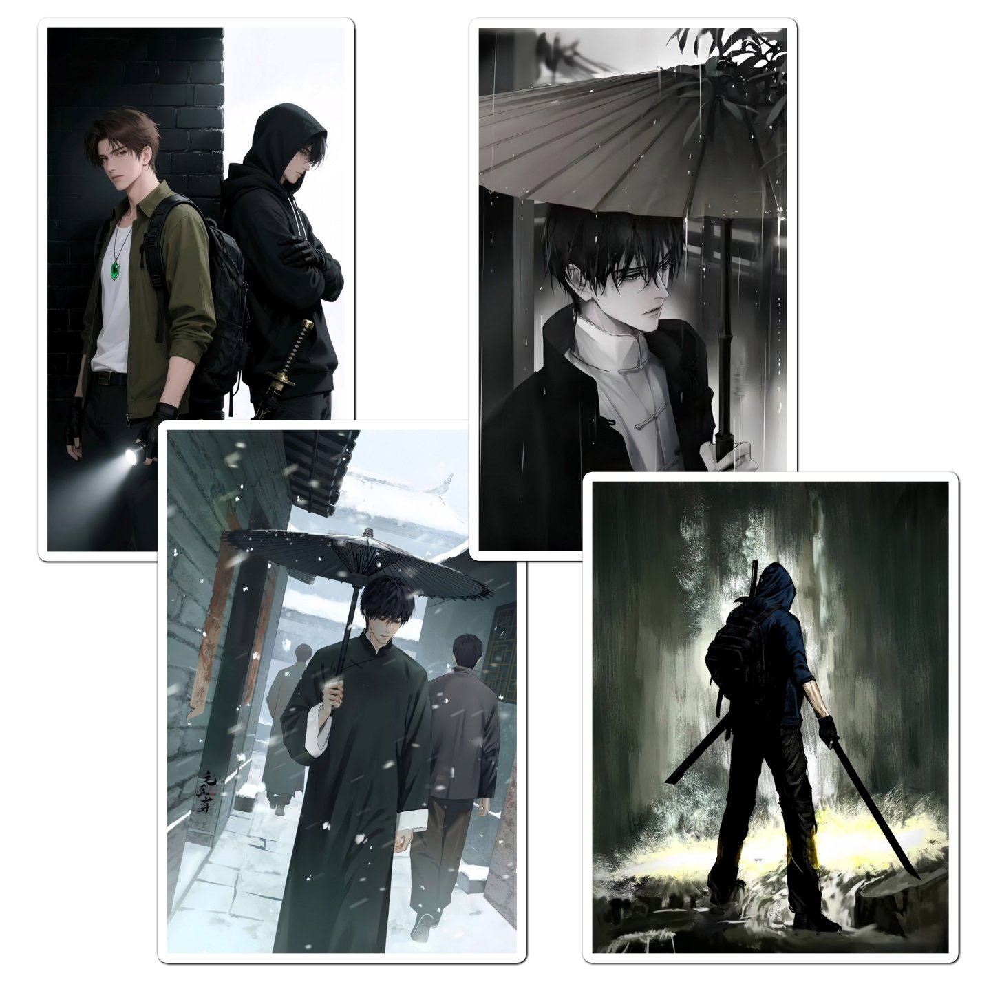 新款大尺寸15张盗墓笔记漫画版贴纸张起灵吴邪装饰摩托车汽车加油盖笔记本电脑行李箱装饰防水贴画,文具电教/文化用品/商务用品,贴纸/立体贴纸,淘宝优惠券,粉丝福利购,淘宝优惠卷