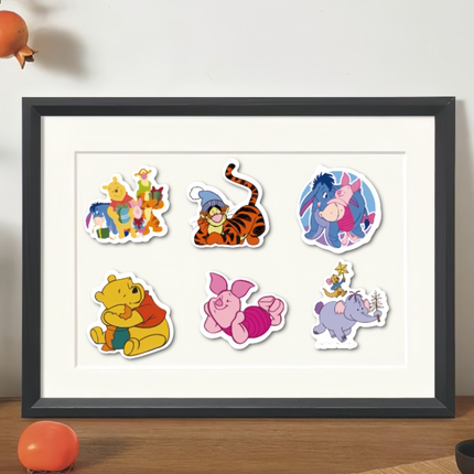 50张卡通可爱小熊维尼跳跳虎小猪屹耳动画贴纸装饰笔记本手机壳平板电脑冰箱行李箱水杯充电宝桌面造景贴纸