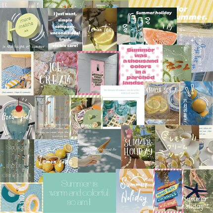 30张缤纷夏日小清新复古方形ins风贴纸装饰手机电脑笔记本ipad充电宝行李箱桌面墙面收纳柜水杯手账素材贴纸