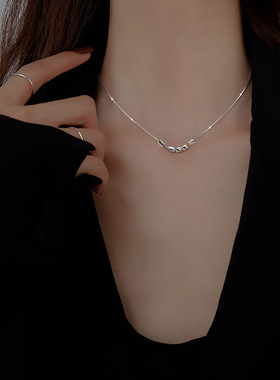 转运珠999纯银项链女款2025年新款碎银子锁骨链情人节礼物送女友