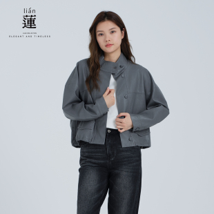 新款 皮衣外套女秋季 洋气独特立领夹克上衣 休闲百搭短款 阿依莲时尚