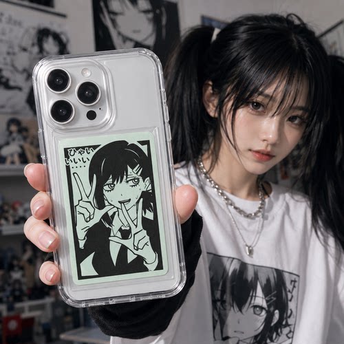 二次元动漫角色透明手机背卡纸