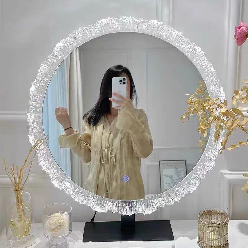 化妆镜台式智能led灯补光镜学生卧室梳妆镜卫生间立式可挂墙镜子