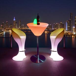 led发光高脚桌椅酒吧散台吧台桌清吧桌创意户外防水家具组合吧椅