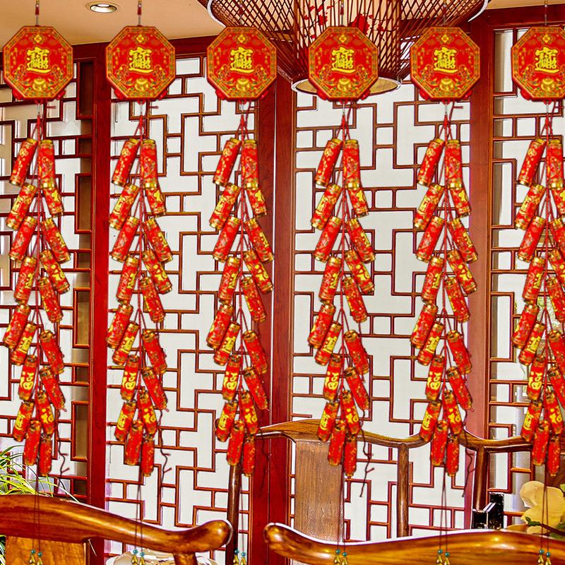 2021新款仿真电子鞭炮超响炸口爆竹室内喜庆礼炮电子礼花灯笼灯串