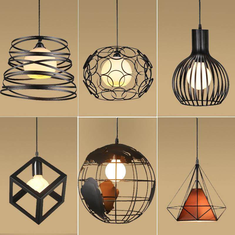 餐厅创意灯饰饭店餐厅咖啡馆现代简约美发容理发店铺商铺铁艺吊灯