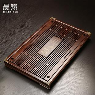 晨翔 家用实木储水茶盘茶台茶海茶托盘 功夫茶具抽屉式 排水茶盘