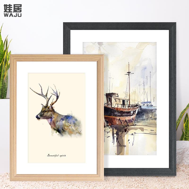 实木相框定制装裱卡纸画框挂墙任意尺寸a3边框4k8开素描衍纸外框