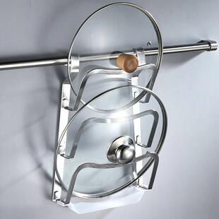 304不锈钢加厚锅盖架壁挂厨房菜板置物架三层多层免打孔