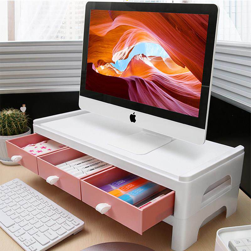 电脑架台式显示器增高架双层桌面收纳底座多功能置物架杂物办公室