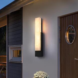 现代轻奢不锈钢仿云石壁灯室外阳台外墙别墅大门口户外防水庭院灯