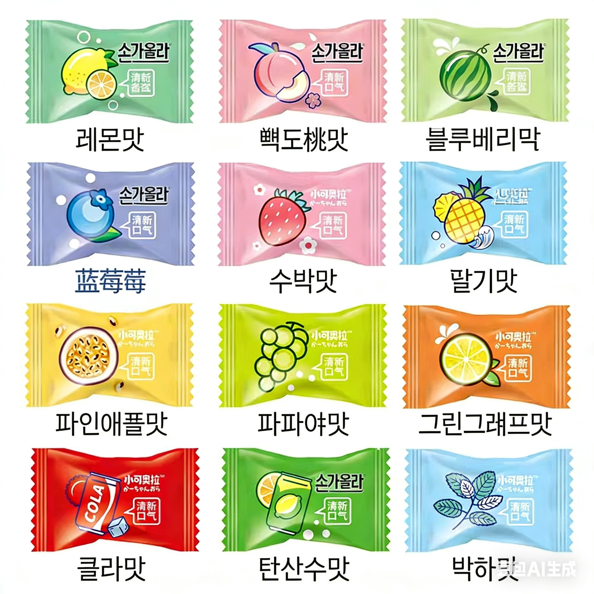 小可奥拉无糖维c混合口味清新糖