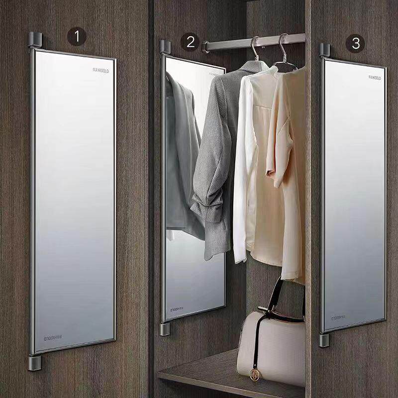 悍高希勒平开门旋转衣柜镜子全身镜穿衣镜化妆镜隐藏式折叠试衣镜