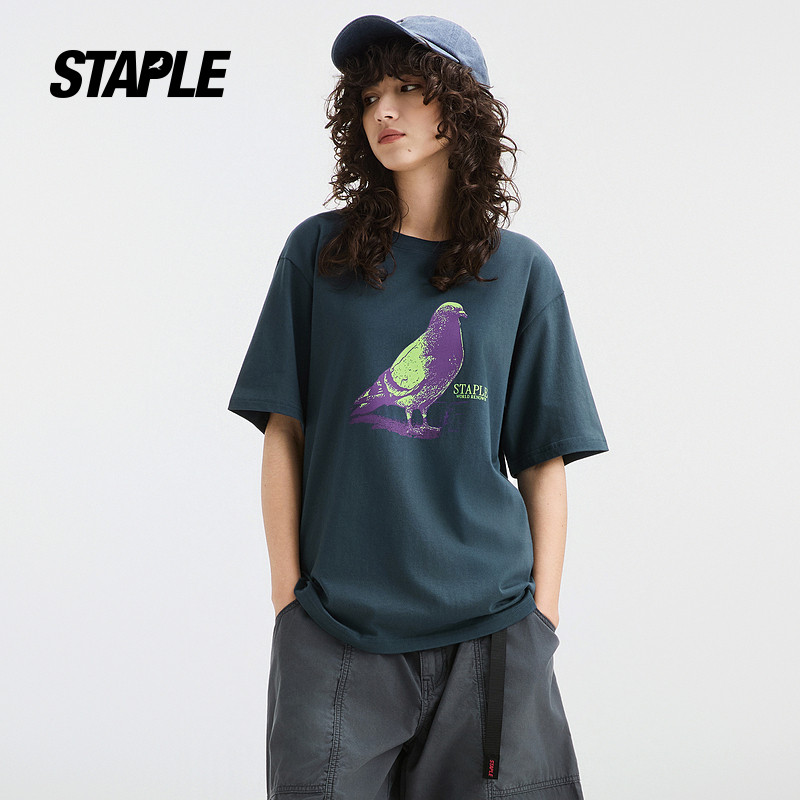 STAPLE26年春夏新品鸽子印花男女同款潮牌街头时尚圆领短袖T恤