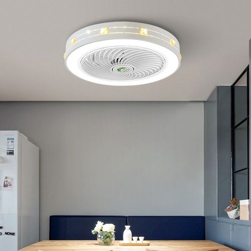 简约吸顶风扇灯 超薄北欧卧室客厅吊扇灯静音餐厅带灯电扇灯一体