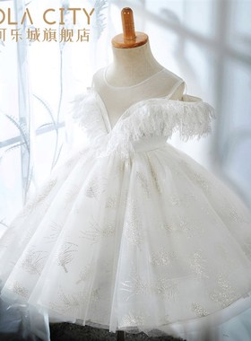 小花童礼服女夏季儿童婚礼婚纱短裙宝宝周岁蓬蓬裙一岁公主裙洋气