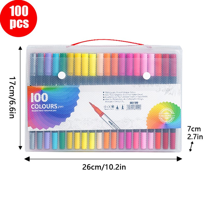 12-120色水彩笔马克笔双头勾线笔手账笔水溶性软头水彩笔彩色套装