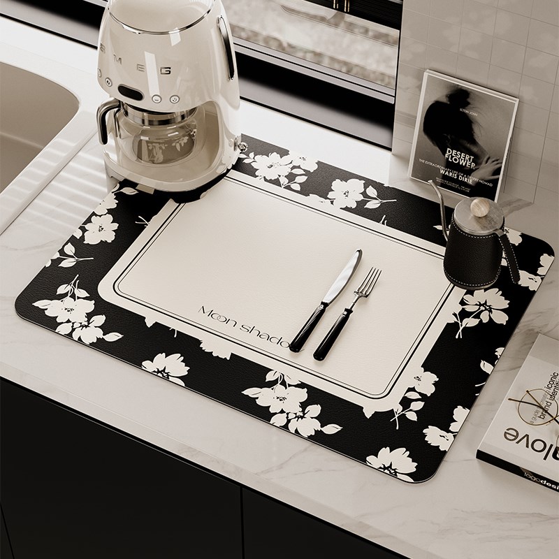 月影法式轻奢厨房台面洗碗沥水垫桌垫隔热垫吧台吸水垫杯垫高级感