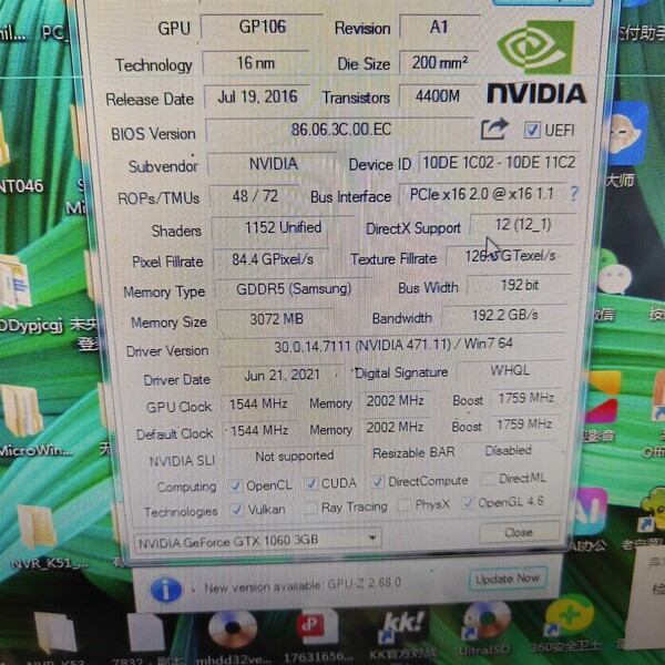 议价精影GTX1060 3GD5终极玩家版，拆机品，3G显存，1
