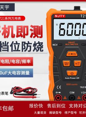 天宇T21D/T21E数字万用表6000计数自动量程AC/DC电压万能表RM113D