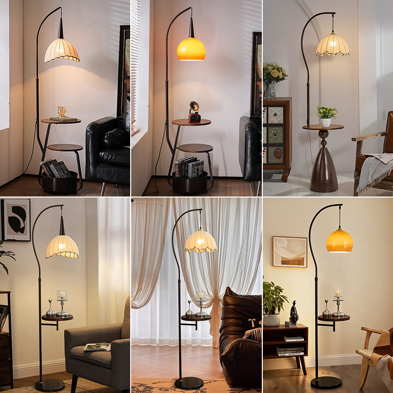 NEIWAI内外中古风实木落地灯客厅沙发旁置物架氛围灯立式床头灯具,家装灯饰光源,装饰落地灯,淘宝优惠券,粉丝福利购,淘宝优惠卷