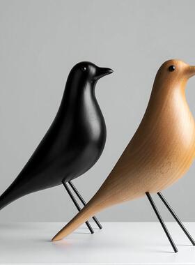 鸽子装饰木质实木鸟样板房软装饰品原木设计师办公室创意书架摆件