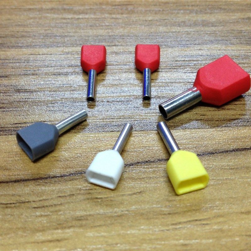 TE2510双线管形预绝缘端头冷压接线端子针形压线鼻1000只 紫铜