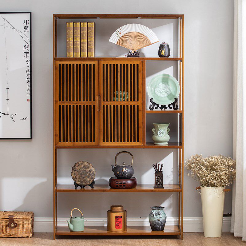 新中式博古架茶叶收纳柜古董摆件架客厅多宝阁茶道置物架茶壶架子