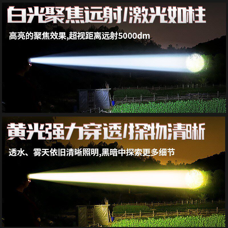 变焦感应头灯强光充电超亮头戴式矿灯超长续航钓鱼专用赶海照明灯