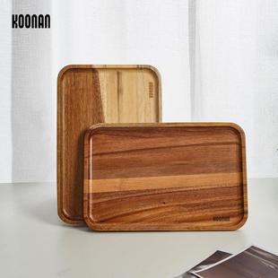 木质茶盘家用实木餐盘点心咖啡收纳盘 koonan相思木托盘长方形日式