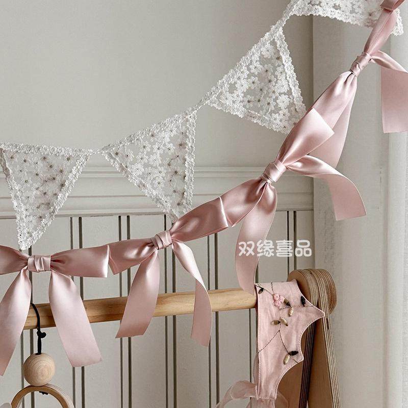ins风蝴蝶结手工手打织带拉花横幅儿童房装饰早教流行布置装饰品