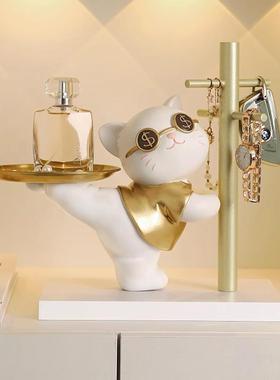 JOJO&x27;S L. PDLush.摆件创意招财猫收61333玄.关纳托盘置物装