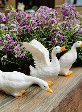 户外闲花园庭感院装饰水鸭子摆件鱼缸喝10505造景露台阳台休区氛