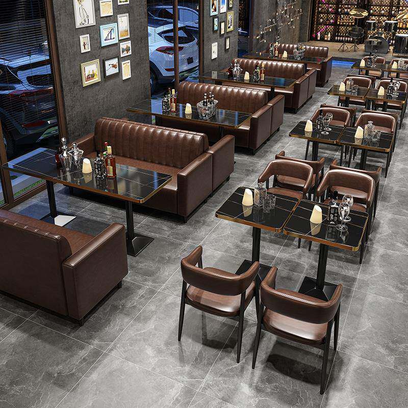 奶茶店沙发桌椅组合西餐厅咖啡馆甜品清酒吧烧烤火锅店双人皮卡座