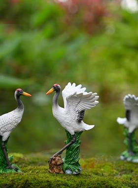 仿真树脂松鹤摆件假观山盆景造装饰小仙鹤景客面厅桌微景白鹤9670