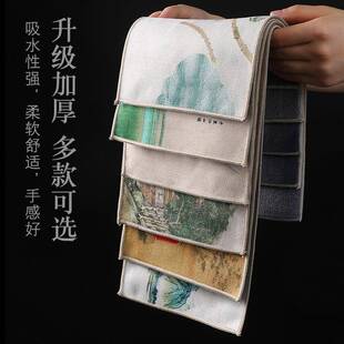 茶巾加厚吸水大尺寸麂皮绒茶桌布茶台专用中式彩绘干泡巾茶几抹布