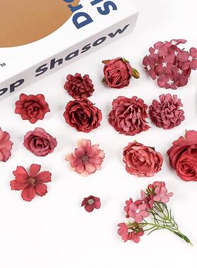 仿真花红色系玫瑰花朵 丹牡绣球假花绢花 58927婚庆装饰 dyi手工