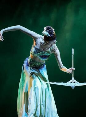 傣雨悠悠舞蹈傣具族民古典舞跳舞专用透明绸布18846工艺伞舞蹈道