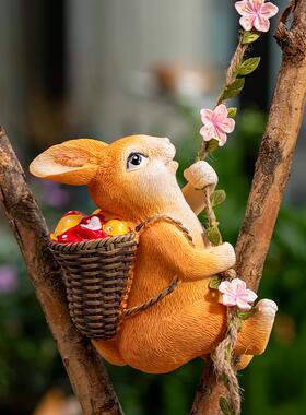 可庭爱狐狸小猪小兔荡秋千意摆件院外花园阳00758台创吊树户上挂